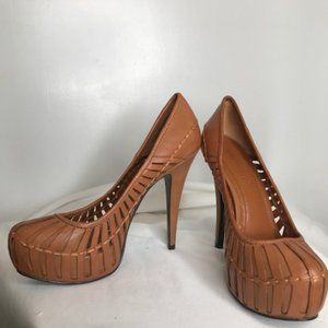 Tan BCBG Leather Cut out Heels